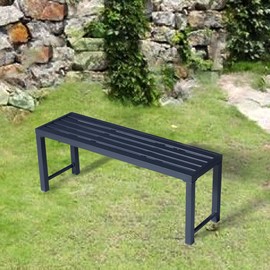 Stabrech Metal Outdoor Bench, 46" Patio Backless Bench for Outdoor, All Wheather Park Outdoor Bench for Garden, Porch, Black
