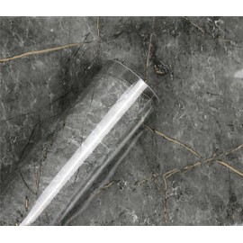 ATFYER Marble Wallpaper Peel and Stick Grey Contact Paper for Countertops Waterproof Kitchen Counter Top Covers Accent Wall Covering Cabinet Wallpaper Peel & Stick Waterproof and Oil15.8 * 197inch