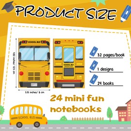 Lincia 24 Pcs School Bus Notebook Appreciation Gratitude Journal Gift Composition School Bus Driver Gifts for Kids Adults 32 Pages 16 Sheets, 3.2 x 5 Inches