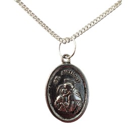 Silver Plated Necklace St Anthony of Padua Patron Saint Pendant