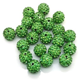 100 Pieces Rhinestone Clay Beads 10 mm Polymer Clay Crystal Beads Round Charms Diamond Beads for Jewelry Making DIY Necklace Bracelet (10mm Green)