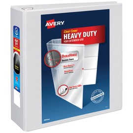 Avery Heavy-Duty View 3 Ring Binder, 4" One Touch EZD Rings, 1 White Binder (79104)