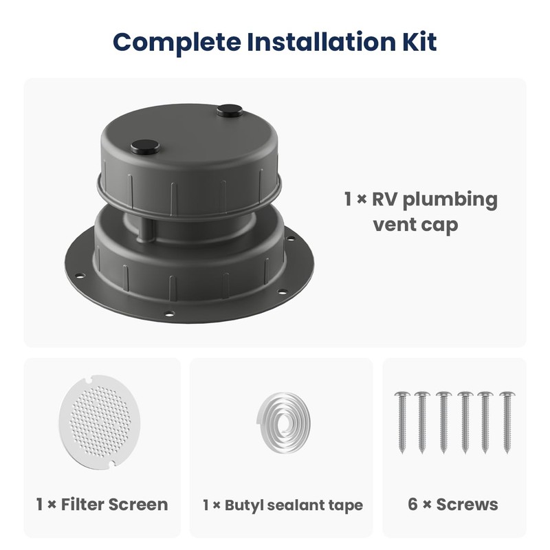 Aluminum RV Roof Vent Cover- Metal Replacement for Plastic Sewer