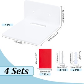 PandaHall 4pcs Floating Wall Shelves Acrylic Shelves Small White Shelf Display Ledges Adhesive Hanging Shelves for Webcams Camera Router Monitors with 2 Types of Installation