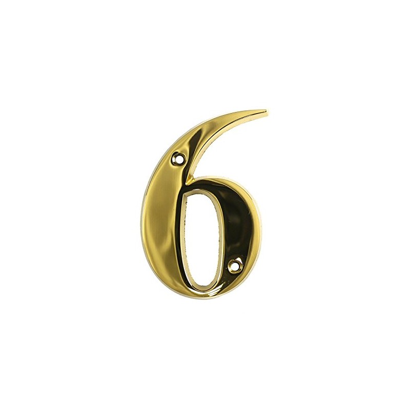 Beautiful 3 Inch Bevelled Edge Polished Gold Door Number 6