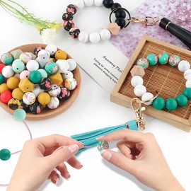 15mm Silicone Bead, 50pcs/set Round Printed Bead, DIY Jewelry Making Supplies for Bracelet Necklace Earrings Pendant, DIY Beading Accessories:_color 15_50pcs