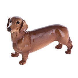 John Beswick JBD87 Dachshund Figurine, Earthenware, Red/Multi-Colour, 13.5 x 2.5 x 8.5 cm