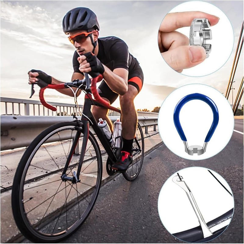 fixinus 4 Piece Bicycle Spoke Wrench, Universal Forged Steel Bike