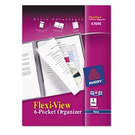 Flexi-View Six-Pocket Polypropylene Organizer, 150-Sheet Capacity, 11 x 8.5, Translucent/Navy, Sold as 3 Pack