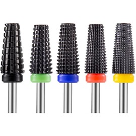 5Pcs Ceramic Nail Drill Bits, Bestgle Professional Cuticle Drill Bits with 3/32 Inch Shank Efile Nail Bits for Nails Polishing, F M C XF XC Grits
