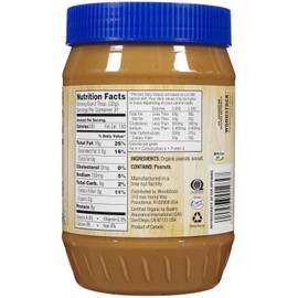 Woodstock Organic Peanut Butter Smooth Creamy 2.18 lb Family Size No Sugar Added