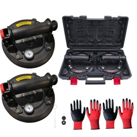 KVNTOOLS 2 Pack 880 lbs Load 8" Double Thickness Glass Suction Cups to Lift Large Glass, Tile Suction Cup,Heavy Duty Suction Cup,Glass Lifting Suction Cups Glass Suction Cups(Pressure Gauge)