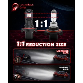 LIGHTENING DARK H13 Bulbs, 9008 H13 Fog Light Bulbs 400% Bright 6500K Xenon White Fanless Wireless Plug and Play (Pack of 2)