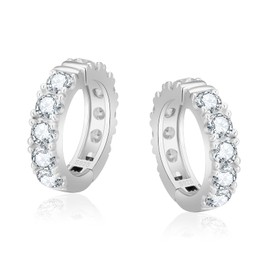 KRKC & CO Zirconia Earrings, Eternity, Men's, Fake Earrings, Silver 925, Width 0.6 inches (15 mm), Ear Cuff, CZ Diamond, Hoop Earrings, Non-Hole Earrings, Both Ears, Stylish, Hypoallergenic Metal,