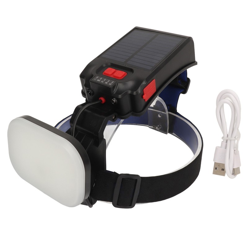 Fishing Headlamp IPX4 Waterproof USB Solar Powered 1200LM Ultra Bright