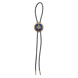 GENUINE TEXAS BRAND Blue Raised Square and Compasses Masonic Bolo Tie