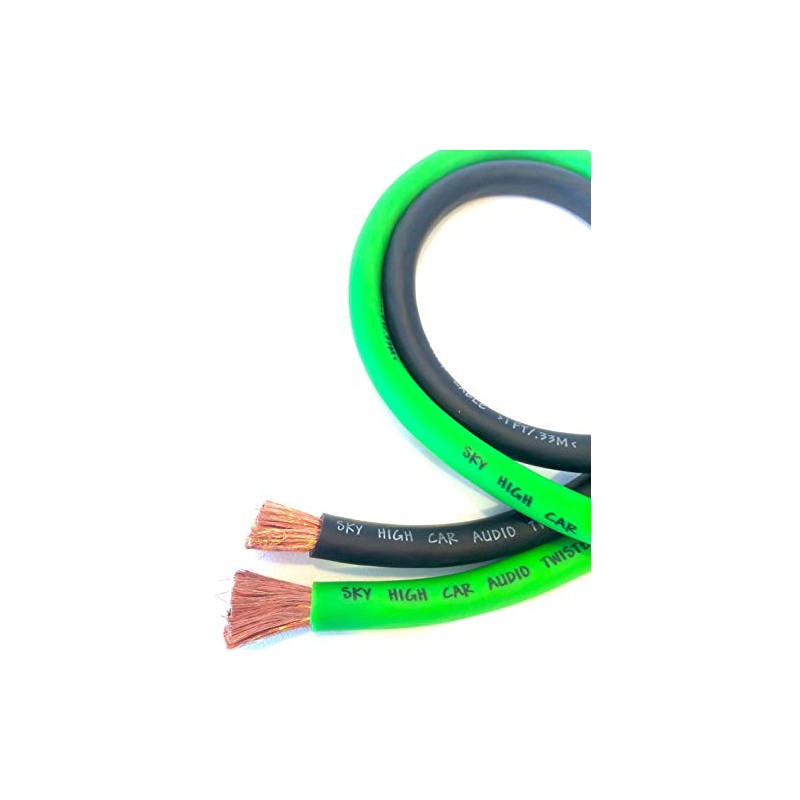 20 ft CCA 1/0 Gauge Oversized 10' Green & 10'