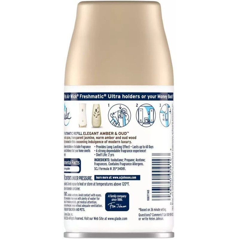 Glade Automatic Spray Refill Elegant Amber & Oud 6.2 Oz,