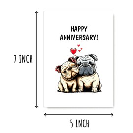 NTGifts Happy Anniversary Bulldog Card - Anniversary Wishes Card - Bulldog Wedding Anniversary Card - Valentine Greeting Card, White