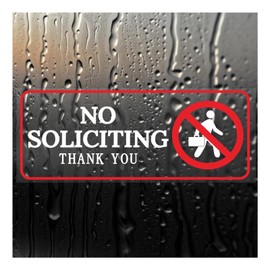 HMDZMR No Soliciting Sign for House, 2x5 Inches No Soliciting Window Sticker Decal, Self Adhesive No Soliciting Sign for Front Door, Home Window Door, Business, Apartments and Office Door (2Pcs)