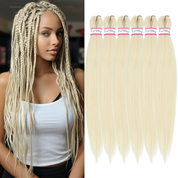 Blonde Braiding Hair, 22 Inch 6 Pack Pre Stretched Braiding