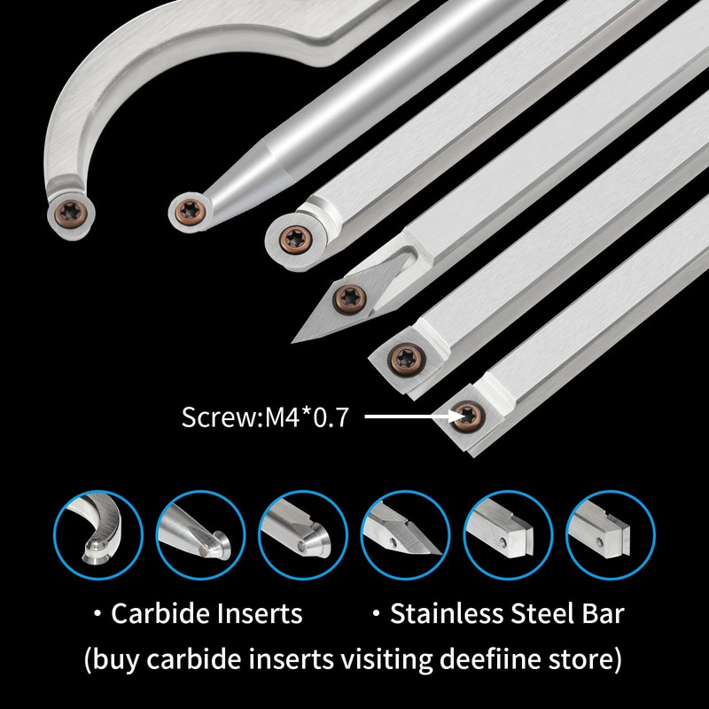 DEEFIINE Carbide Wood Lathe Turning Tools, Quick Replacement Turning Tools