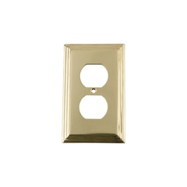 Nostalgic Warehouse 719956 Deco Switch Plate with Outlet, Polished Brass