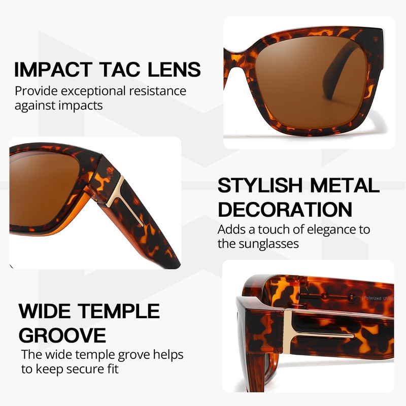 Myiaur Fit Over Glasses Sunglasses for Women, Trendy Oversized Polarized