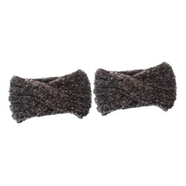 Ipetboom 2pcs Knitted Headwrap for Women Dark Grey Mohair Elastic Ear Warmer Comfortable Cross Design for Fashion Outdoor Activities for Ladies and Girls
