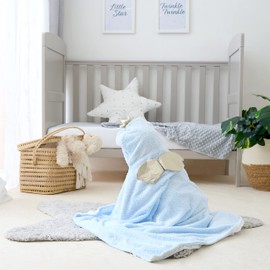 Clair de Lune | Soft Hooded Baby/Toddler Blanket | 100 x 75 cm | Animal Hooded Two Layered Cosy Snuggle Swaddle/Wrap | Designed for Baby Comfort | Newborn Essentials (Little Bear Blue)