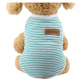 “Fukufuku” Cute Cotton Clothes for Small/Medium-sized Dogs, Striped Shirt, Dog Clothes, Dog Wear, Vest, For Walks, For Spring and Summer, Casual, Fashionable Nautical Style, green