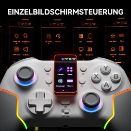 ECHTPower Interaktiver TFT Bildschirm Wireless Controller für PC/Switch/Switch 2/iOS/Android, 2.4G PC Gamepad mit 1000Hz/Hall-Effekt Joystick/Trigger/Vibration/RGB Beleuchtung/Programmierbare Tasten