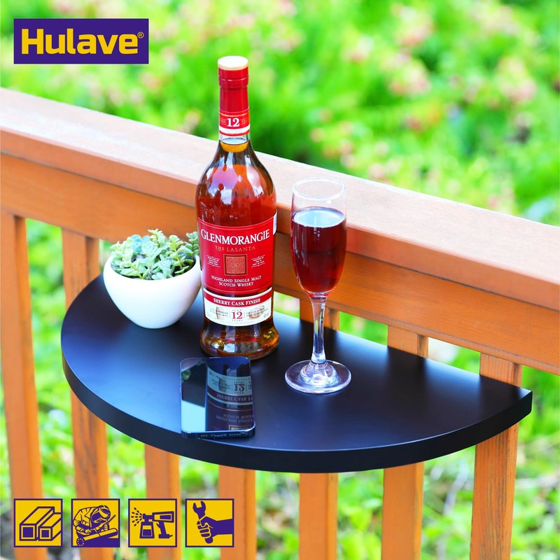 Hulave 304 Stainless Steel Deck Railing Adjustable Railing Folding Table,
