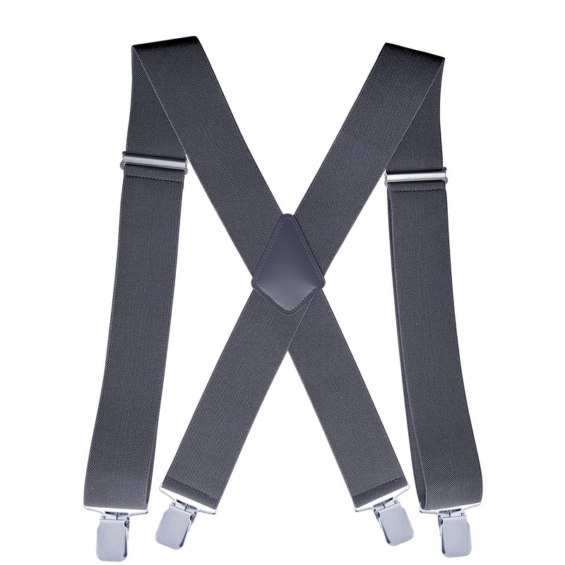 Men’s Heavy-Duty 2-Inch X-Back Suspenders with Adjustable Elastic Straps and