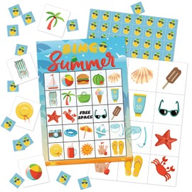 Summer Bingo Cards Summer Party Games Bingo Cards for Pool Party Birthday Beach Party Favors Supplies Decorations 24 Players Bingo Game - JK0109