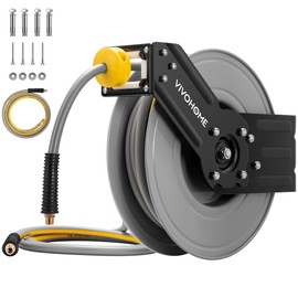 VIVOHOME Retractable Air Hose Reel 50 FT x 3/8 IN Heavy Duty Steel Air Compressor Hose Reel Max 300PSI, Ceiling Wall Mount