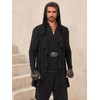 Runcati Mens Long Hooded Cardigan Ruffle Shawl Collar Open Front