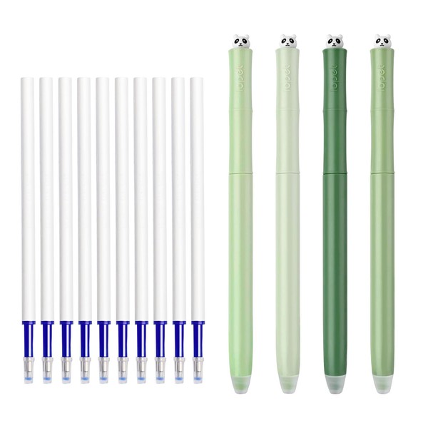 Jemey Erasable Gel Pens, 4 Pcs Blue Ink Rotating Gel