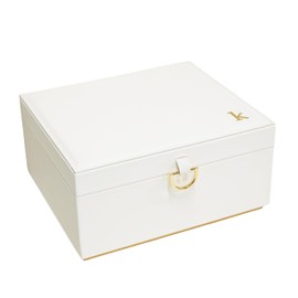 COLLECTIVE HOME - Monogram Jewelry Box with Mirror, Custom Gold Letter Engraving, Elegant Jewelry Organizer with Removable Tray, Gift for Mother’s Day, Girlfriend, Birthday (k)