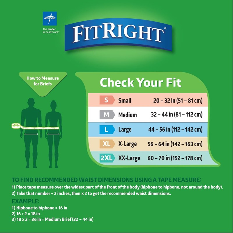 FitRight Adult Diapers, Extra Heavy Absorbency, XL (Waist Size 56in-64in),