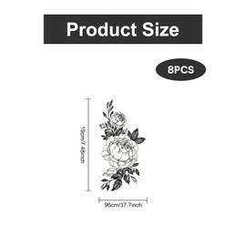 Hopzab 8 Pcs Flower Tattoo Stickers Waterproof Temporary Tattoos