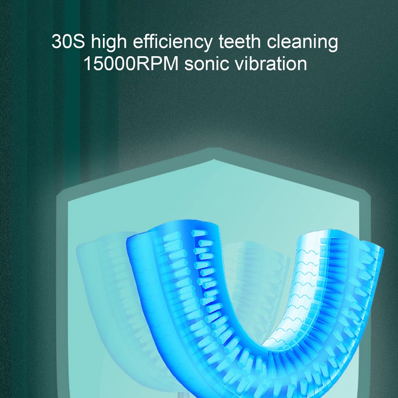 Sonic U Shaped Toothbrushes Automatic Cordless Rechargeable IPX7 Waterproof Blue