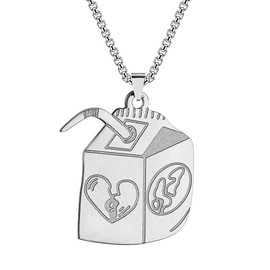 liveliwithmin Gold/Silver Juice Box Pendant Necklace Stainless Steel Hip Hop Necklace for Women Men Funny Streetwear Necklace Lover Heart Juice Box Necklace for Lover Couple Jewelry Gift (silver)