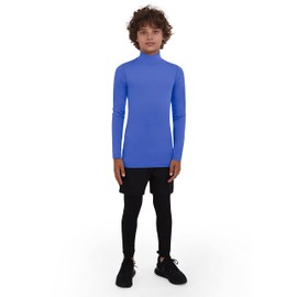 PowerLayer Maglia Termica Bambino a Manica Lunga - Maglia Compressione Uomo per Calcio e Sport - Strato Base a Maniche Lunghe - per Allenamento Corsa e Ciclismo - Blu Acceso, 12-14 Anni