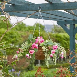 garden mile 30cm Hanging Basket Artificial Flowers Garden Decor Artificial Flowers and Foliage Hanging Chain Colorful Indoor Outdoor Patio Home Garden Decor Weather and UV Resistant (Pink Perfection)