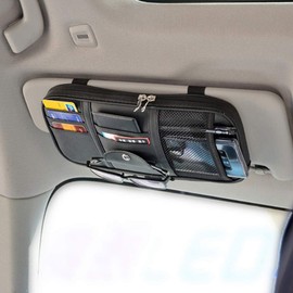 Organizador para visera solar de coche, accesorios para interior de coche, organizador de bolsillo, bolsa de almacenamiento para coche, camioneta, SUV, con cierre de red, con bolsillos múltiples de Kartisen