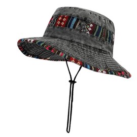 HIQIU Sun Hat Men's Sun Hats Ethnic Style Summer Sun Protection Outdoor Hiking Hat Foldable Fishing Hat Fishing Hat Safari Hat Boonie Hat, gray