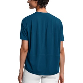 THE GYM PEOPLE Women's Short Sleeve Workout T-Shirts Back Loose Fit Running Yoga Tee Tops Dark Blue Green