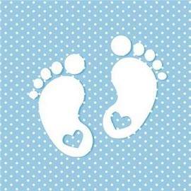 Copeaky Napkins Small Footprints on Blue with White dots for Baby Shower, Christening or Children's Birthday