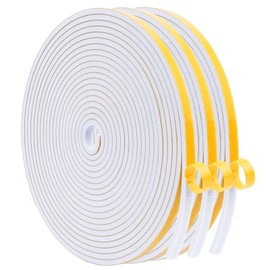 WochiTV Foam Tape Weather Stripping 6mm(W) x 3mm(T), Insulation Soundproofing Strips Tape Gasket Seal for Doors and Window Jamb, Sliding Door Frame, Total 15m (3 Rolls, 5M Long Each)